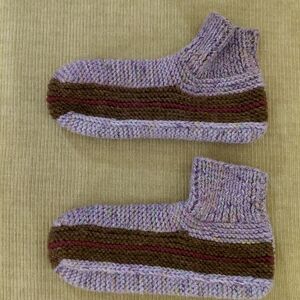 Cozy Purple and Brown Knit Slippers